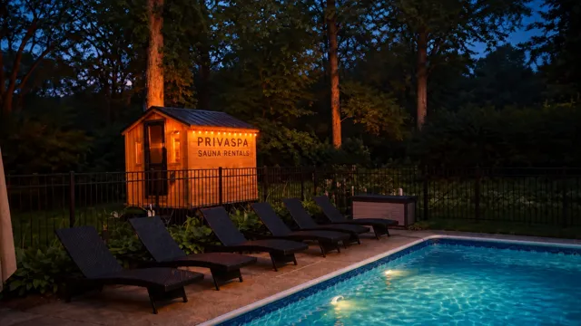 The sauna by a pool at dusk